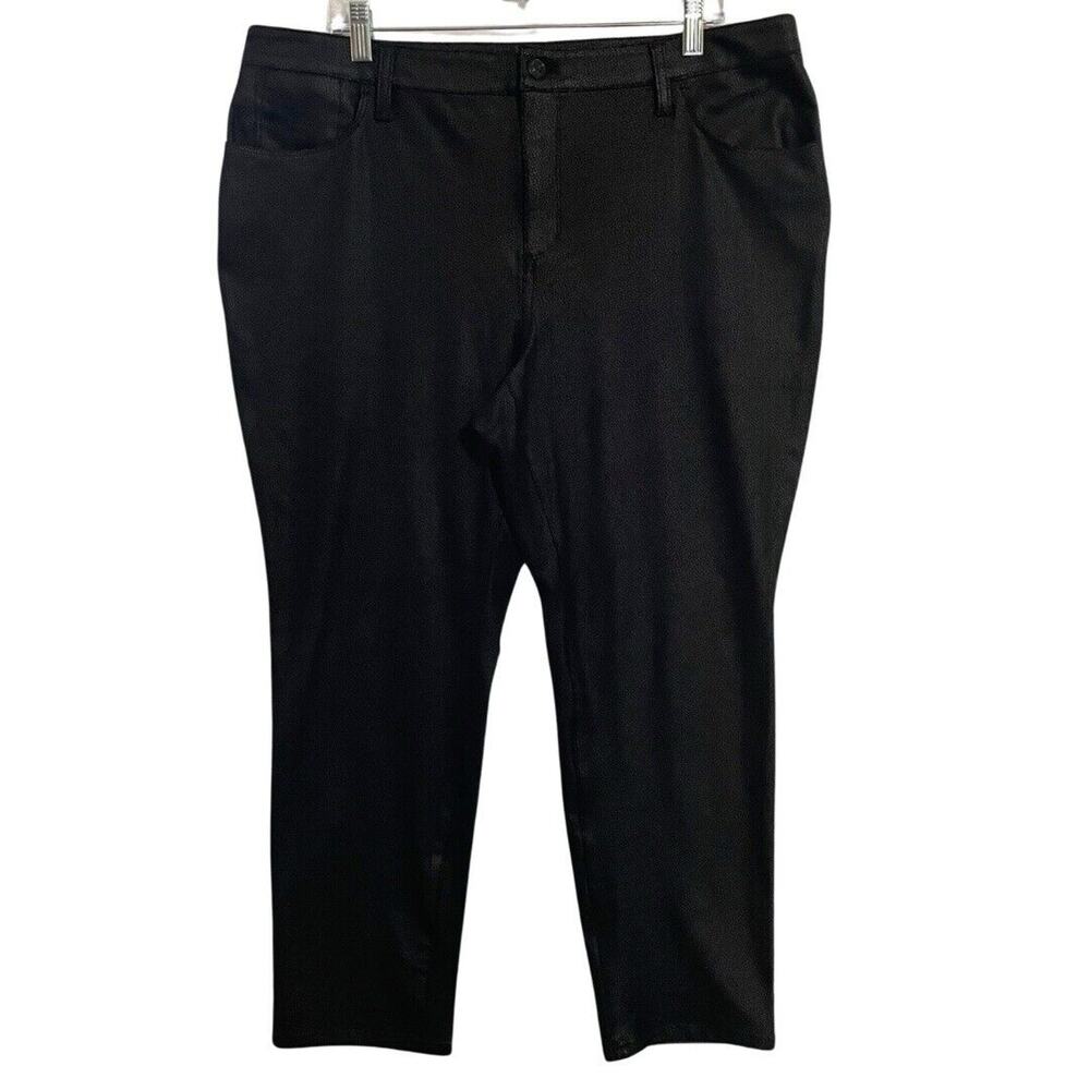 Chico’s Pants Womens 3P 16P Petite Black Print Texture Faux Suede Jean Style NEW